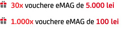 30 vouchere emag in valoare de 5000 lei sau 1000 vouchere emag in valoare de 100 lei